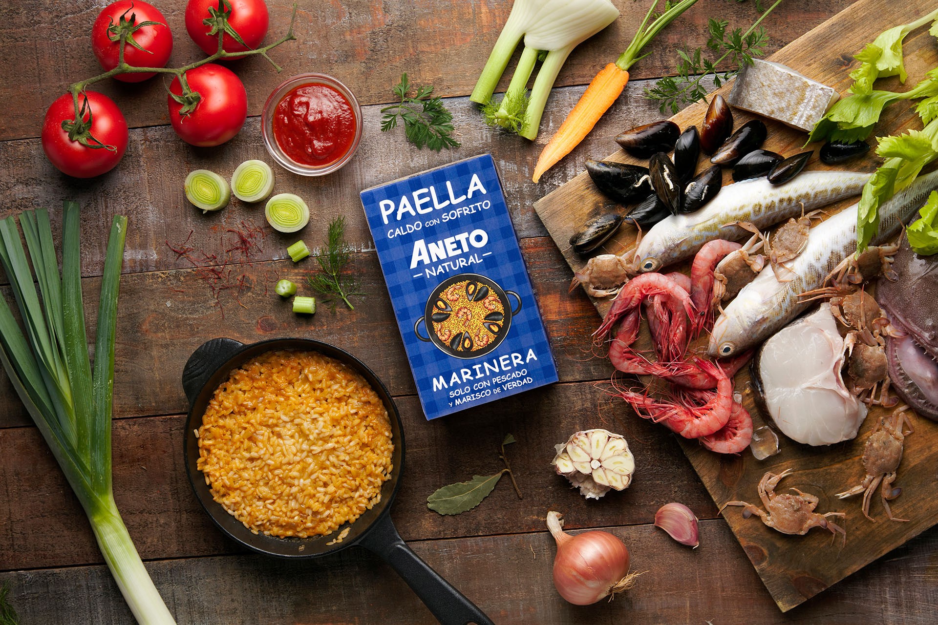 CALDO NATURAL CON SOFRITO PARA PAELLA DE CARNE - Caldos Aneto